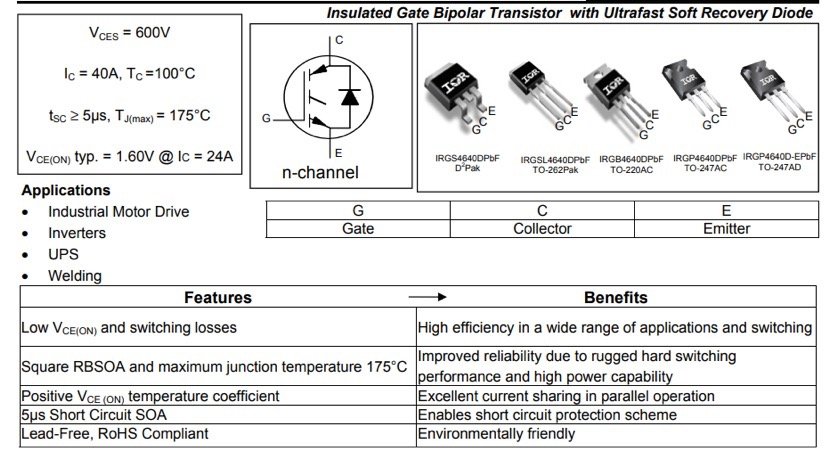 Infineon IGBT lRGP4640D More Information